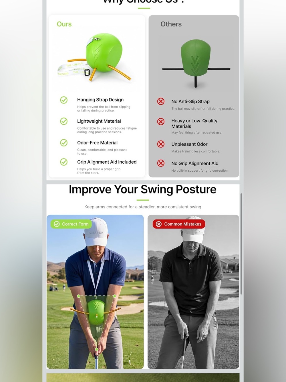 Golf Training Ball with Rope and Grip Trainer for Swing Practice - Picture 3 of 9
